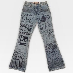 BeAStar Squeeze Authentic Y2K Graffiti Denim SZ 7-8 (true y2k juniors sizing)